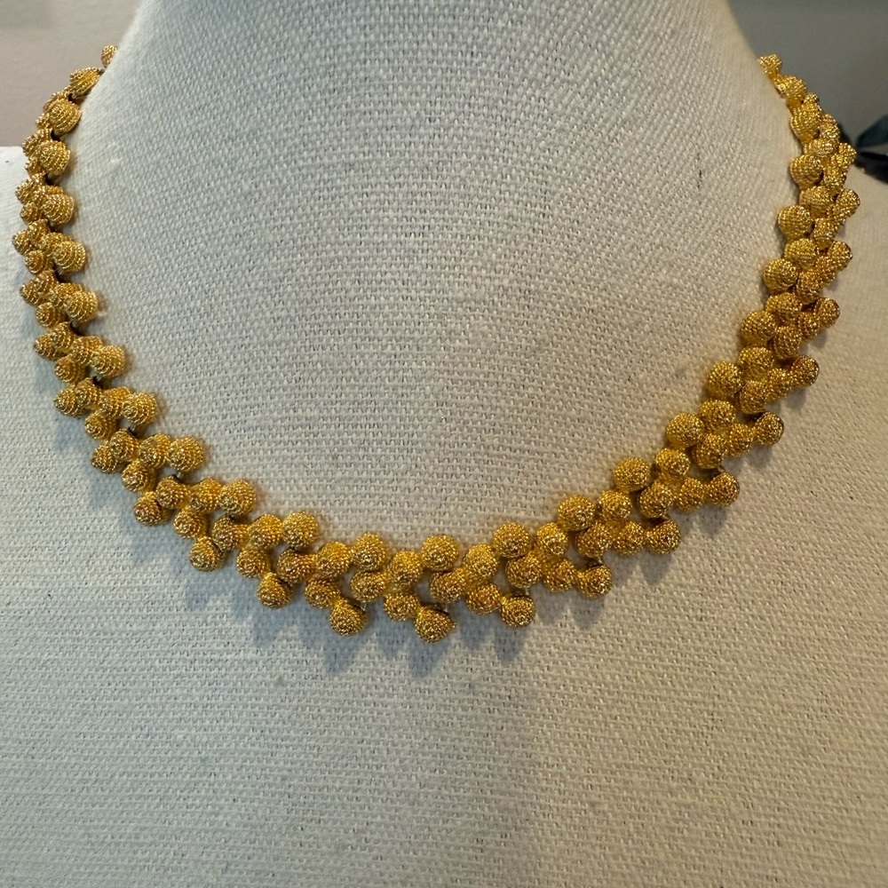 Vintage Gold-tone Cannetille Style Collar Necklace 16”